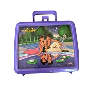 Vintage Disney's Aladdin &‎ Jasmine Purple Plastic Lunch Box